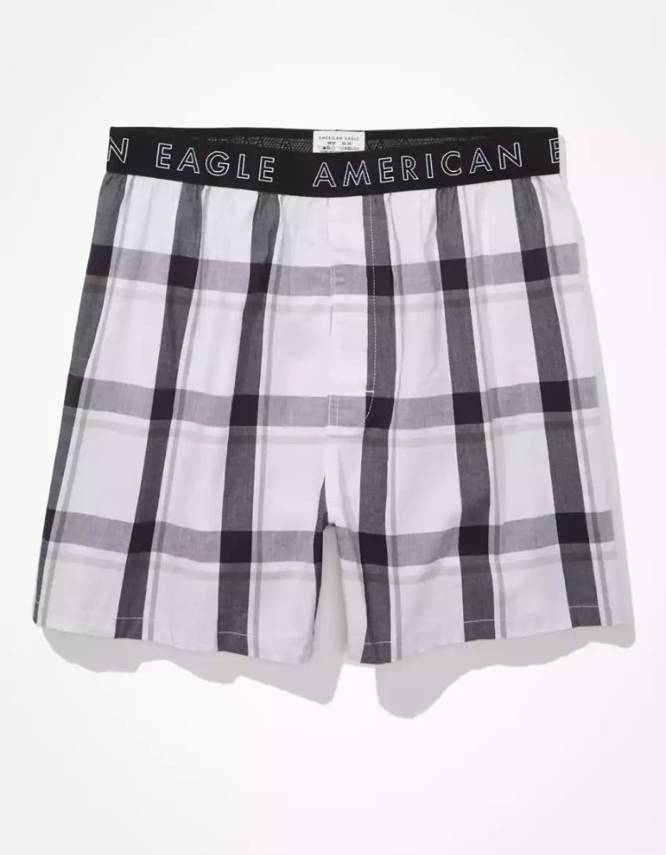 Shorts De Bain American Eagle AEO Plaid Stretch Blanche Homme | PEP-30500610